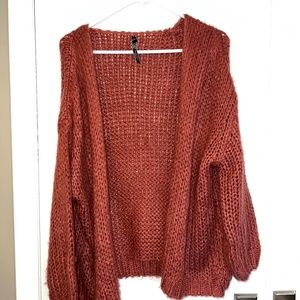 Burgundy knit cardigan